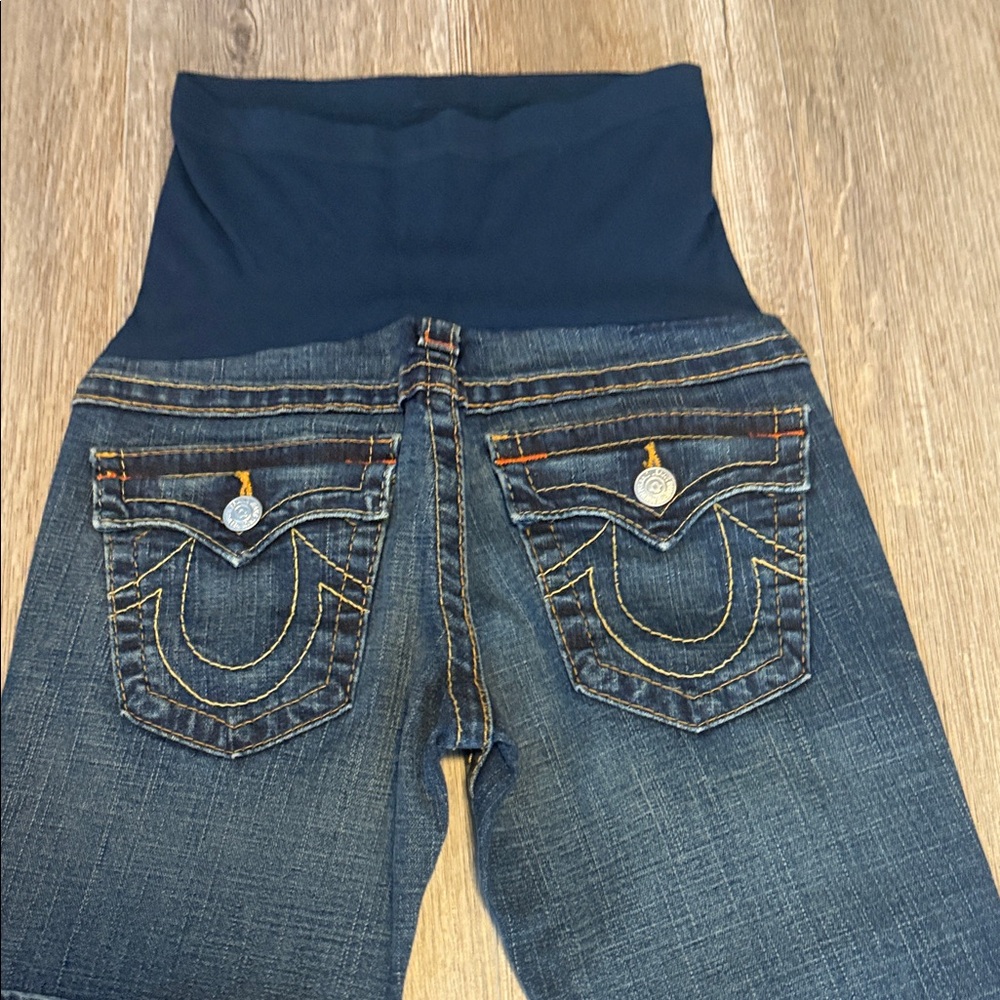 True Religion Womens A Pea In The Pod Maternity Joey Flare Jeans Made In USA